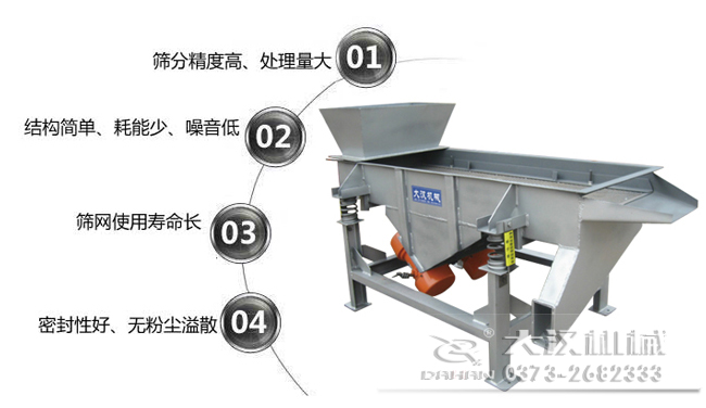 1016型直線振動(dòng)篩特點(diǎn)：1，篩分精度高，處理量大。2，結(jié)構(gòu)簡單，耗能少，噪音低，3，篩網(wǎng)使用壽命長，密封性好無粉塵溢散。